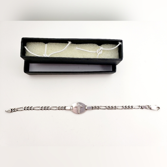 .925.Sterling Silver Medical Alert Bracelet - UNISEX - Allergy: Penicillin - Picture 7 of 8